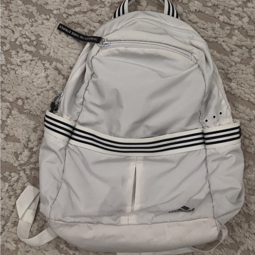 adidas backpack white with black stripes